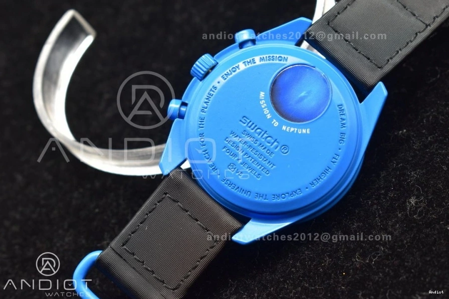 on Mission to Quartz Swatch Neptune Nylon Moonwatch Omega Bioceramic x Strap 0107